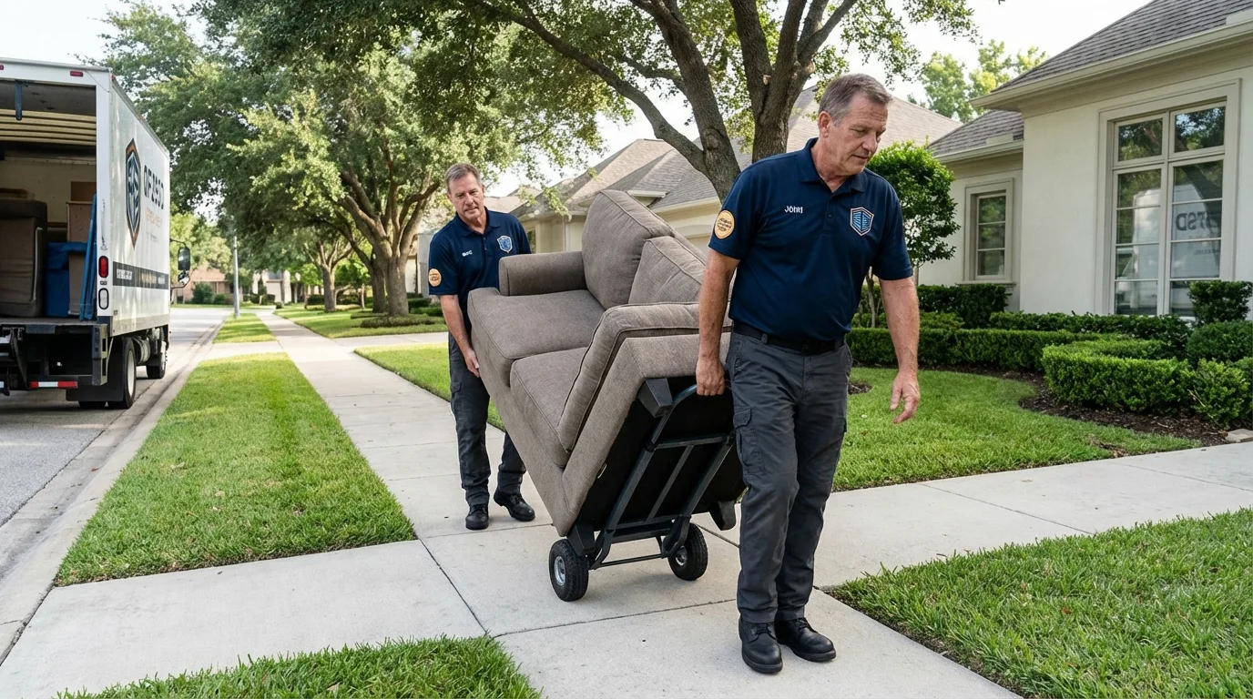 Local residential moving crew loading furniture in Chetopa, KS